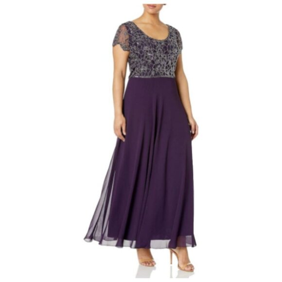 **J Kara** Women's Petite Long Dress with Flutter Sleeve 14P NWOT - Picture 4 of 8